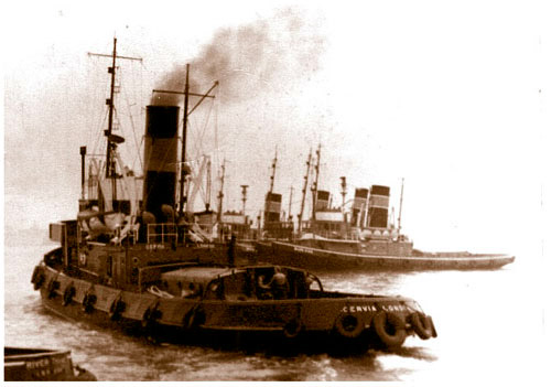The steam tug 'Cervia' in her early days as a Watkins tug on the Thames.