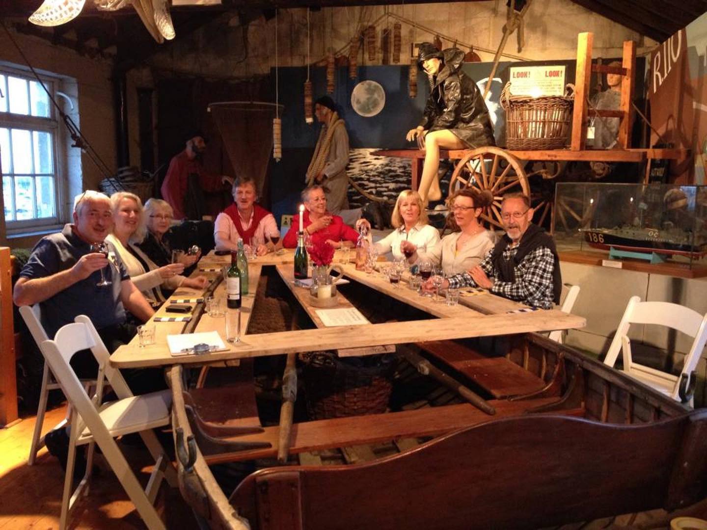 Pop Up Supper Club 'Night At The Museum. We used one of the historic rowing boats in the exhibition to built a table on and around - it made a really atmospheric and fun place to dine- in amongst the exhibits. Not to mention a view over the royal harbour #popup #supperclub #restaurant