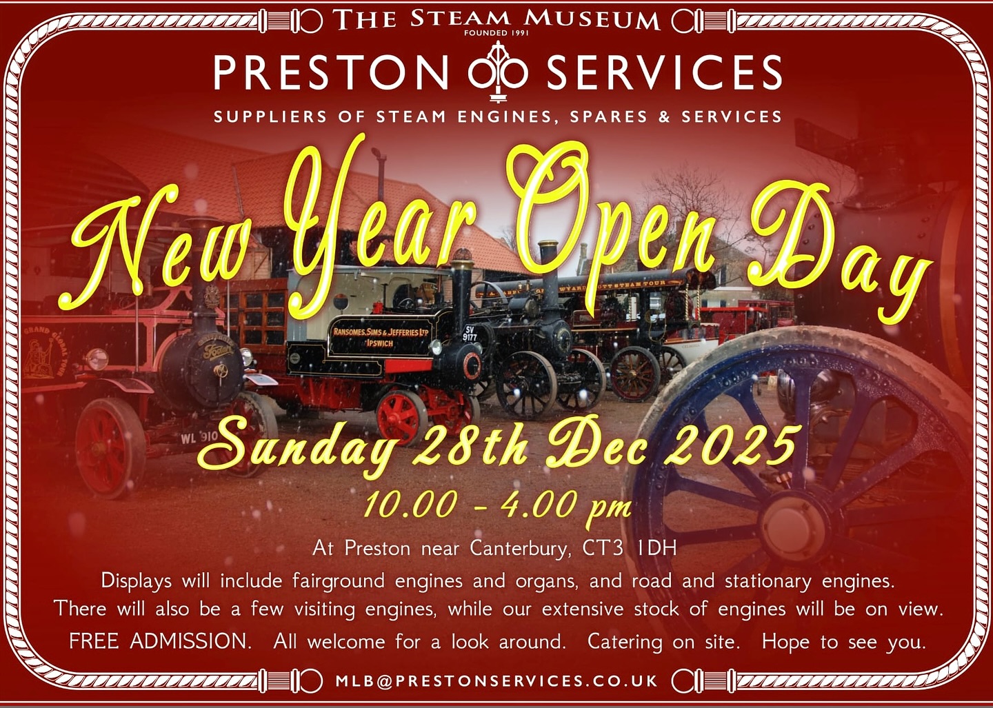 Get this date into your Diaries!  Sunday 28th December 2025 - We are hosting another, long anticipated STEAM MUSEUM OPEN DAY ! #steammuseum #openday